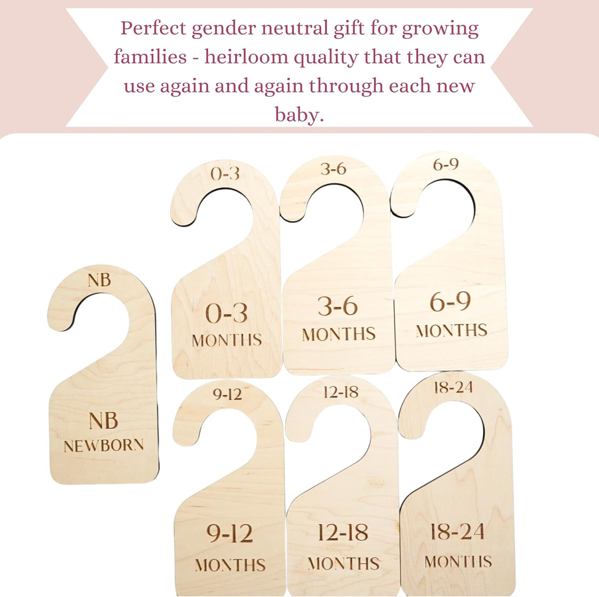 Close up of laser etched newborn clothing size labels