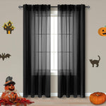 Pitalk black sheer curtains front view in living room