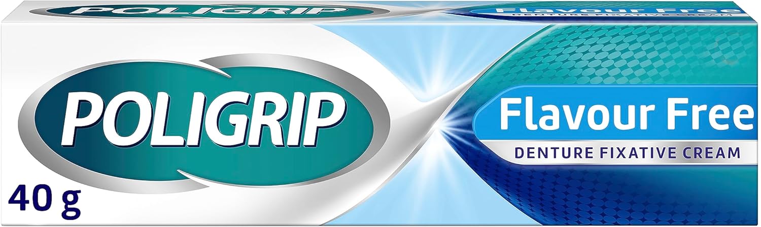 Poligrip Flavour Free Denture Adhesive 40g tube front view
