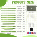 Lyksgir green aluminum knitting needle tips in various sizes
