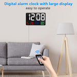 Digital Wall Clock,11.5" LED Digital Alarm Clock Large Display,with Remote Control,Adjustable Brightness, Calendar, Temperature, Snooze, 12/24 H, for Living Room, Office, Bedroom, Elderly, Adults Set - Image 4