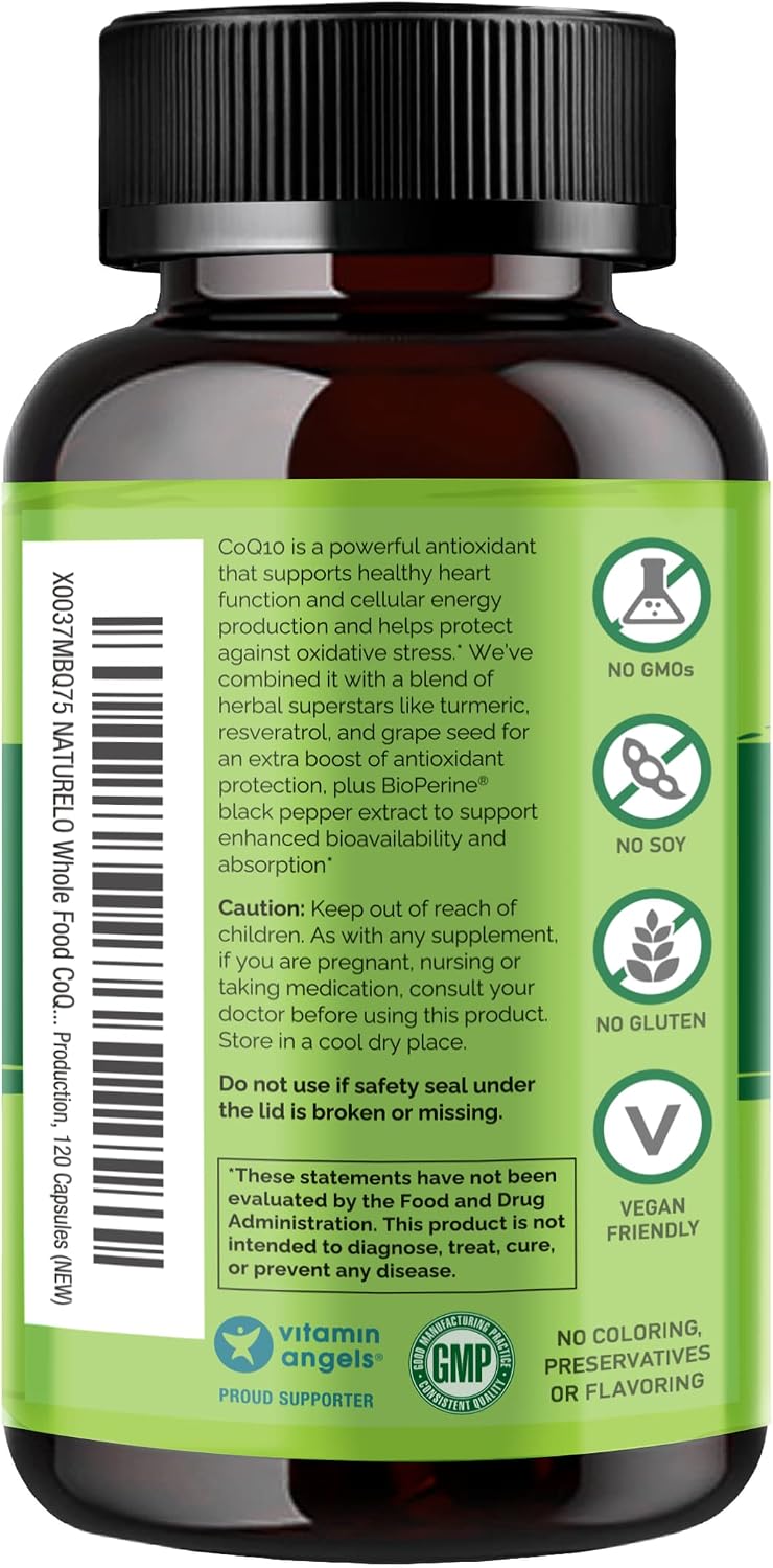 Naturelo coq10 capsules package label nutritional facts