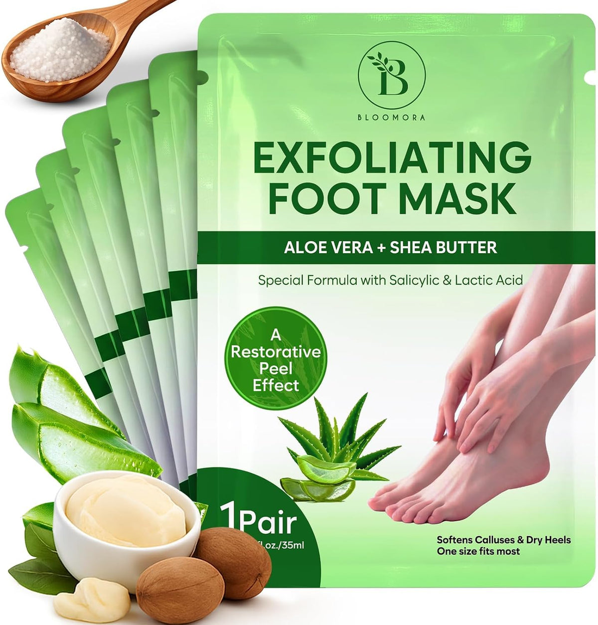 Foot Peeling Mask (6 pairs) Exfoliating Foot Mask for Dry Cracked Feet with Peach Extract & Shea Butter, Dead Skin & Callus Remover for Feet, Exfoliating Socks for Women & Men, One Size Fits Most - Image 11