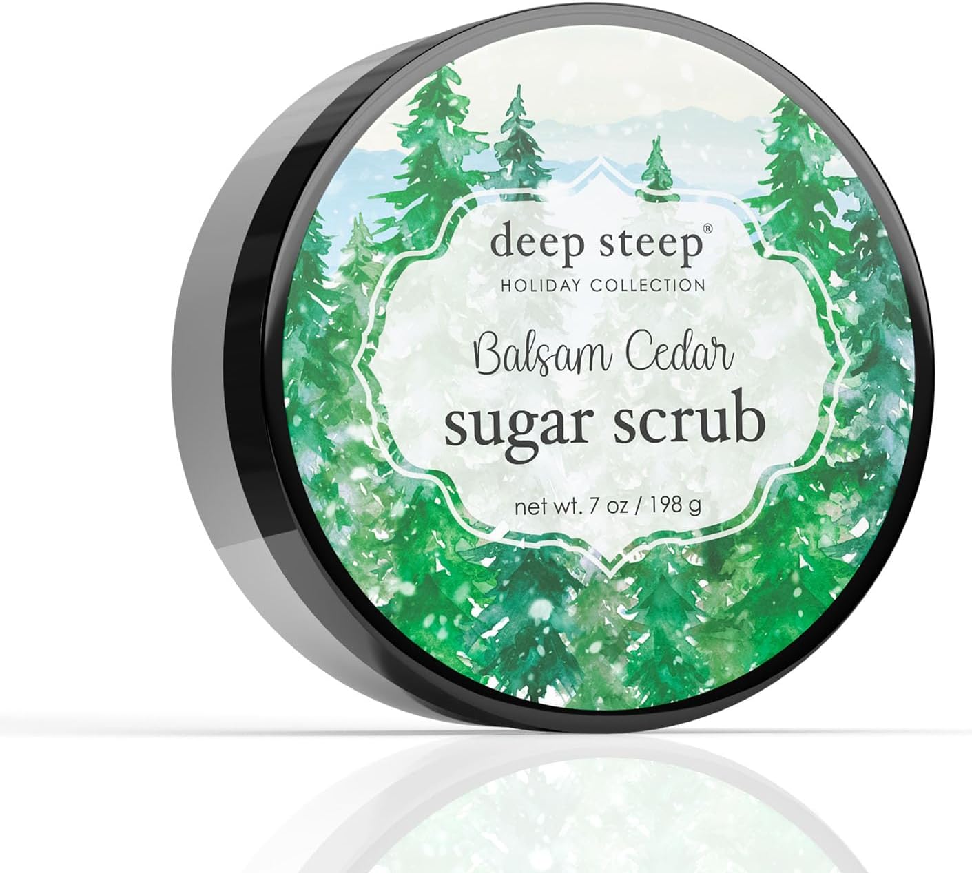 Deep Steep Balsam Cedar Sugar Scrub front view jar