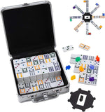 Homwom Mexican Train Dominoes with Numbers Double 12 Colored Numerical Dominoes Game Set 91 Tiles with 9 Trains, Scoreboard, Octagon Shape Hub and Aluminum Case - Image 9