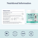 Bacon flavored Pawfy probiotic bites for small and large dog digestive wellness
