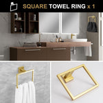 Lava Odoro square brushed gold hand towel ring accessory