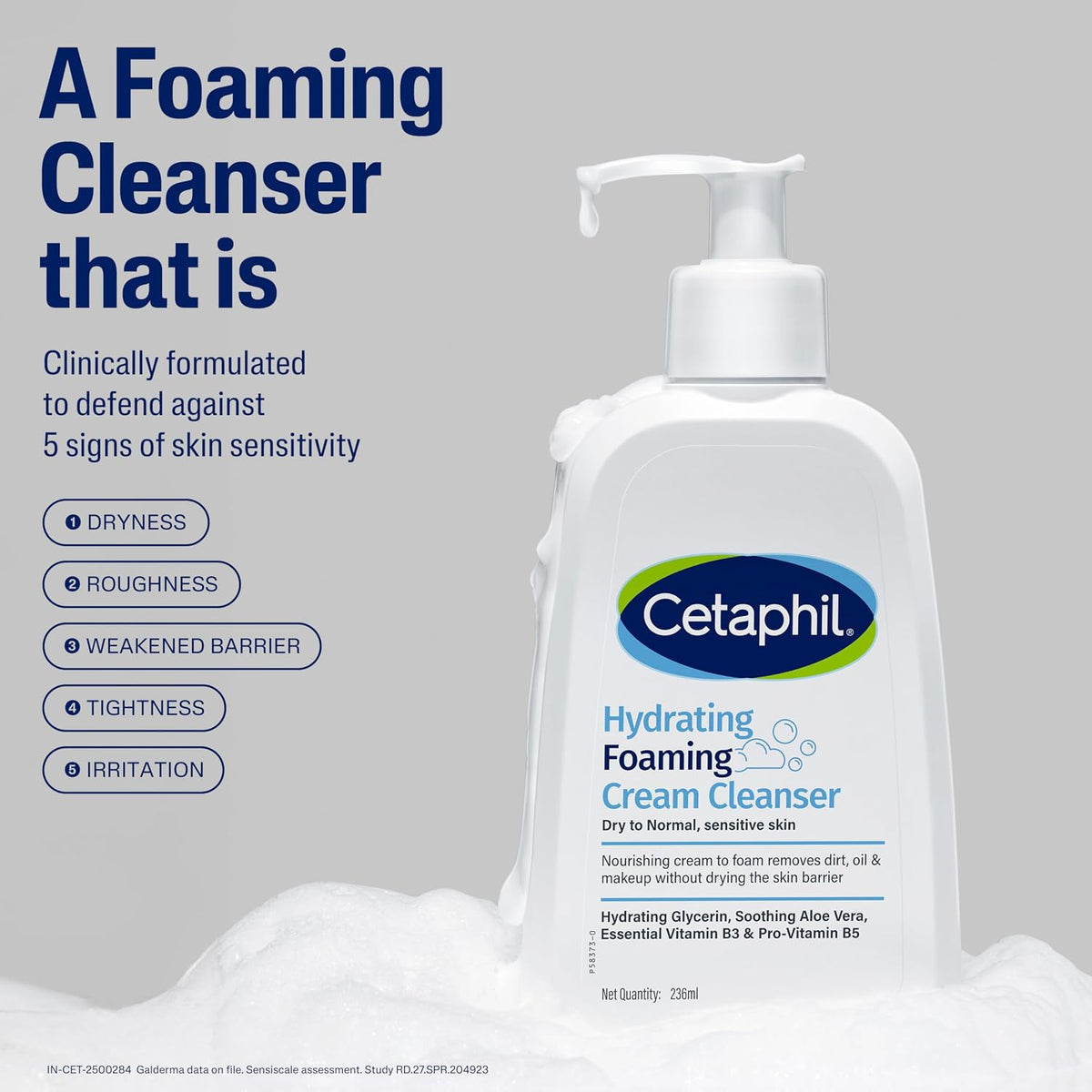 Cetaphil Hydrating foaming Face Wash, Cream to Foam Cleanser 236ml | Niacinamide, Pro-Vitamin B5 & and Aloe for Gentle Cleansing - Image 9