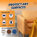 Cat couch protector sheet showing clear finish on fabric