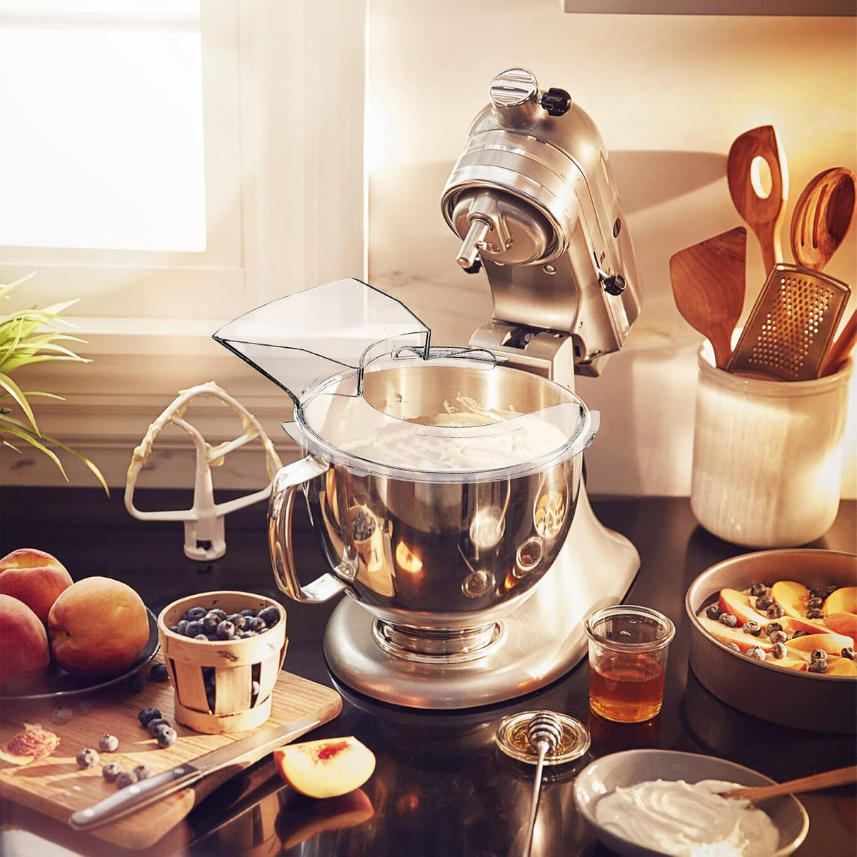Kitchen Aid compatible attachment showing clear plastic design