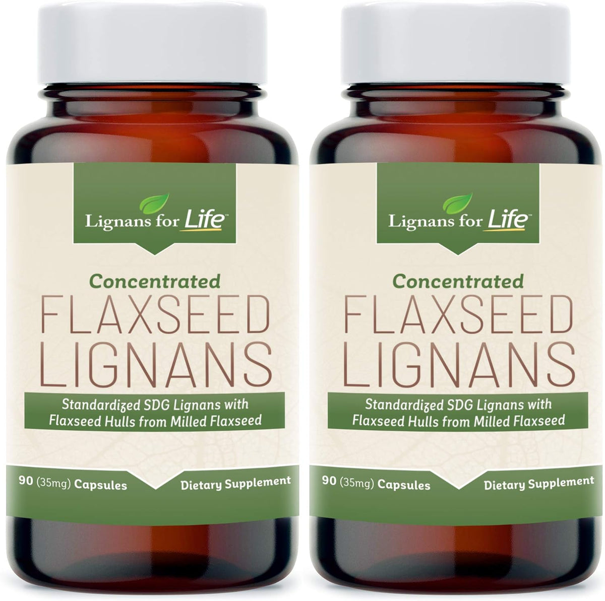Lignans For Life Flaxseed for Dogs 35mg SDG Lignans 2 Pack front bottle view