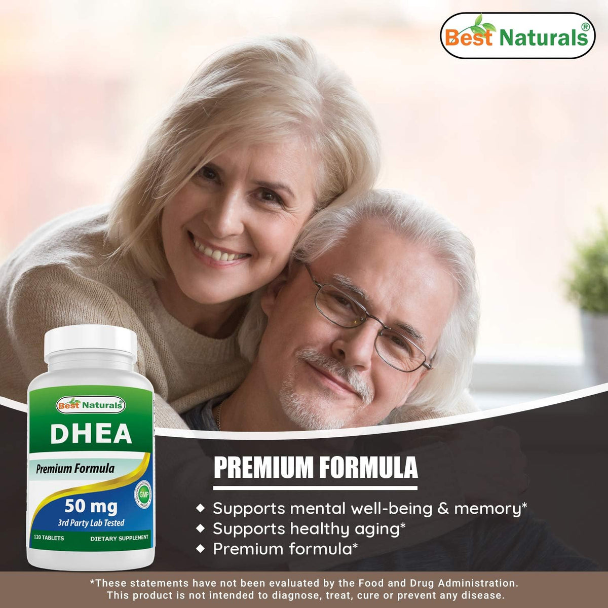 Best Naturals DHEA hormone support supplement bottle side view