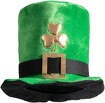 Yilistore St Patrick's Day Green Top Hat front view with gold shamrock