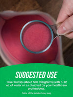 Fine texture of Vaccinium macrocarpon fruit extract powder displayed next to the product pouch