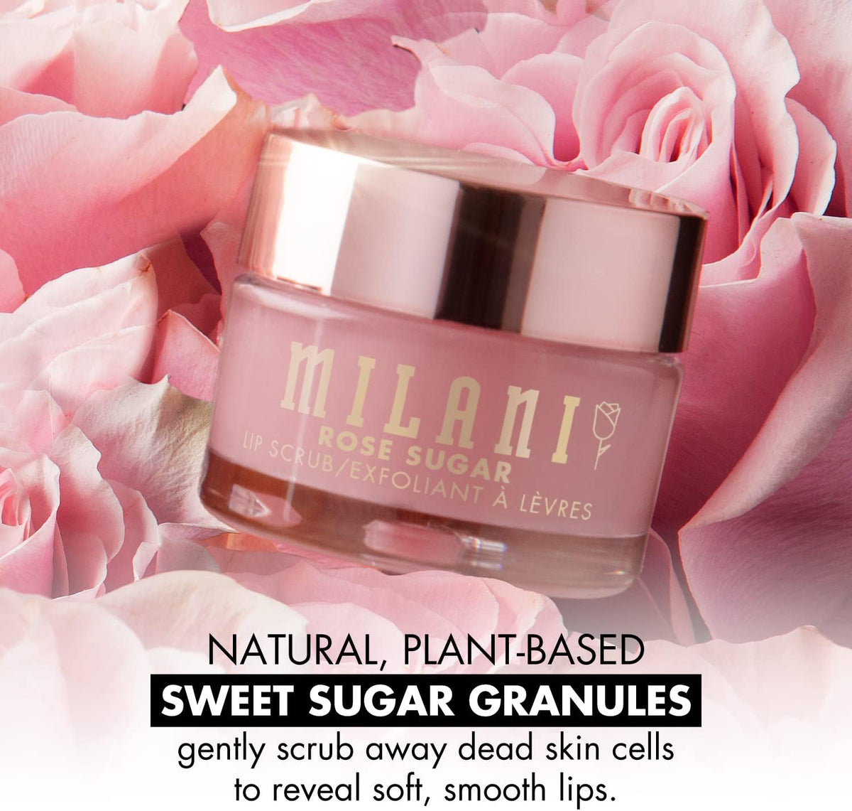 Milani vegan lip care scrub infused with rosehip and argan oil
