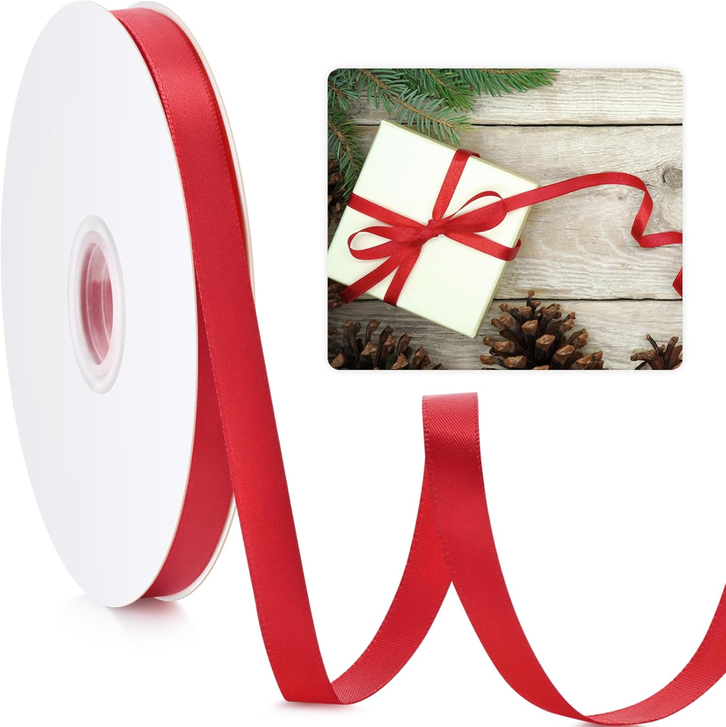 Wuinoid red satin ribbon roll for gift wrapping