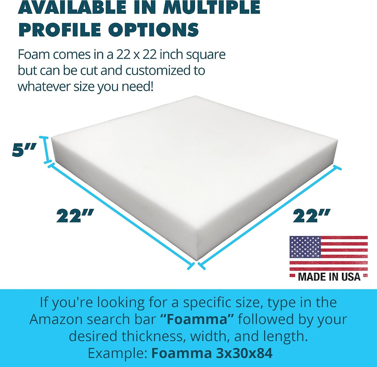 Foamma cushion replacement foam angled side view