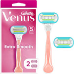 Gillette Venus Extra Smooth Pink Women's Razor Handle + 2 Blade Refills - Image 1