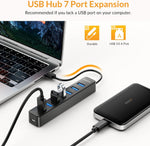IDsonix 7-port USB expander connected to laptop