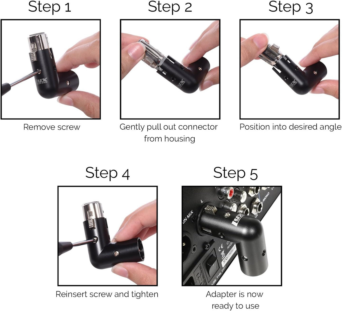 LyxPro XLR adapter configured for tight studio cable routing