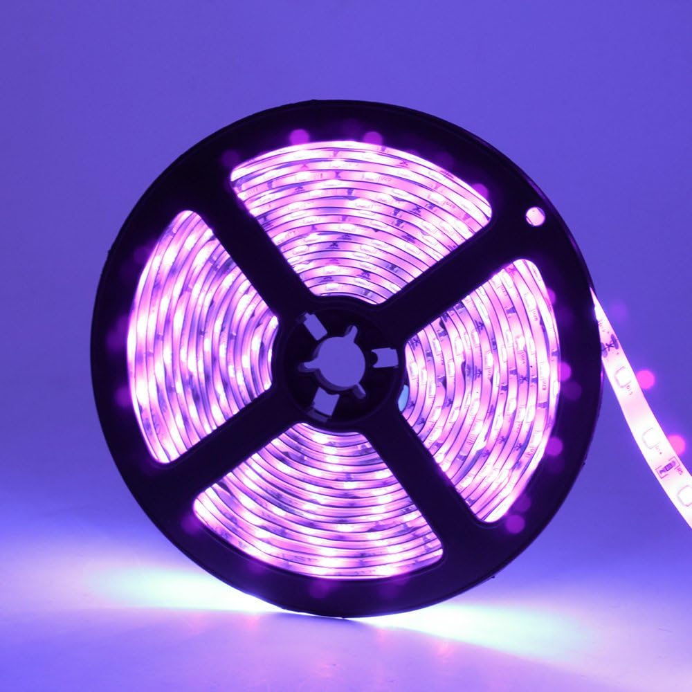 YGS-Tech 16.4FT ultraviolet strip lights with 12V power supply unit