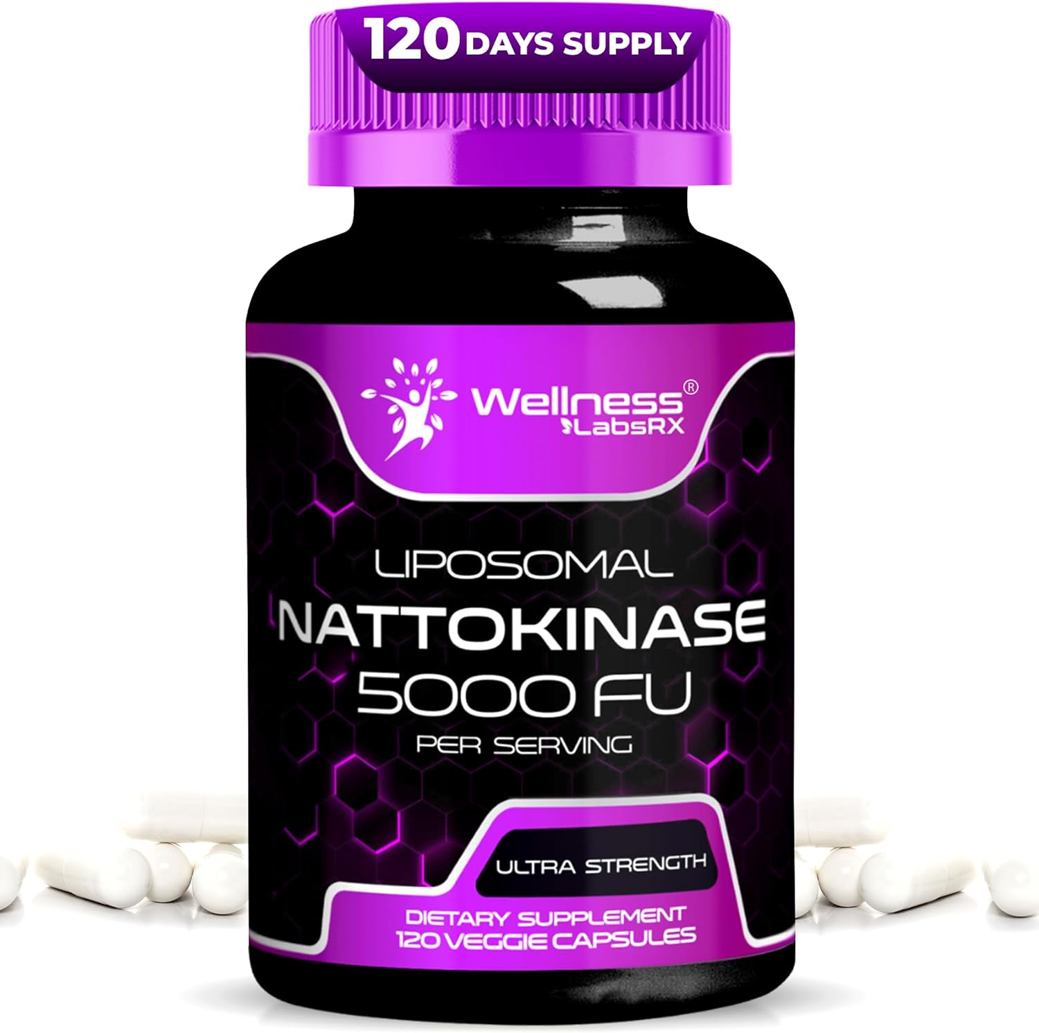 Nattokinase Supplement Capsules 5000 FU, Third-Party Tested Nattokinase - Enzymes from Japanese Natto - Daily Wellness Support - 120 Count (Pack of 1) - Image 1