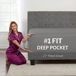 DeaLuxe King Fitted Sheet Grey Front View