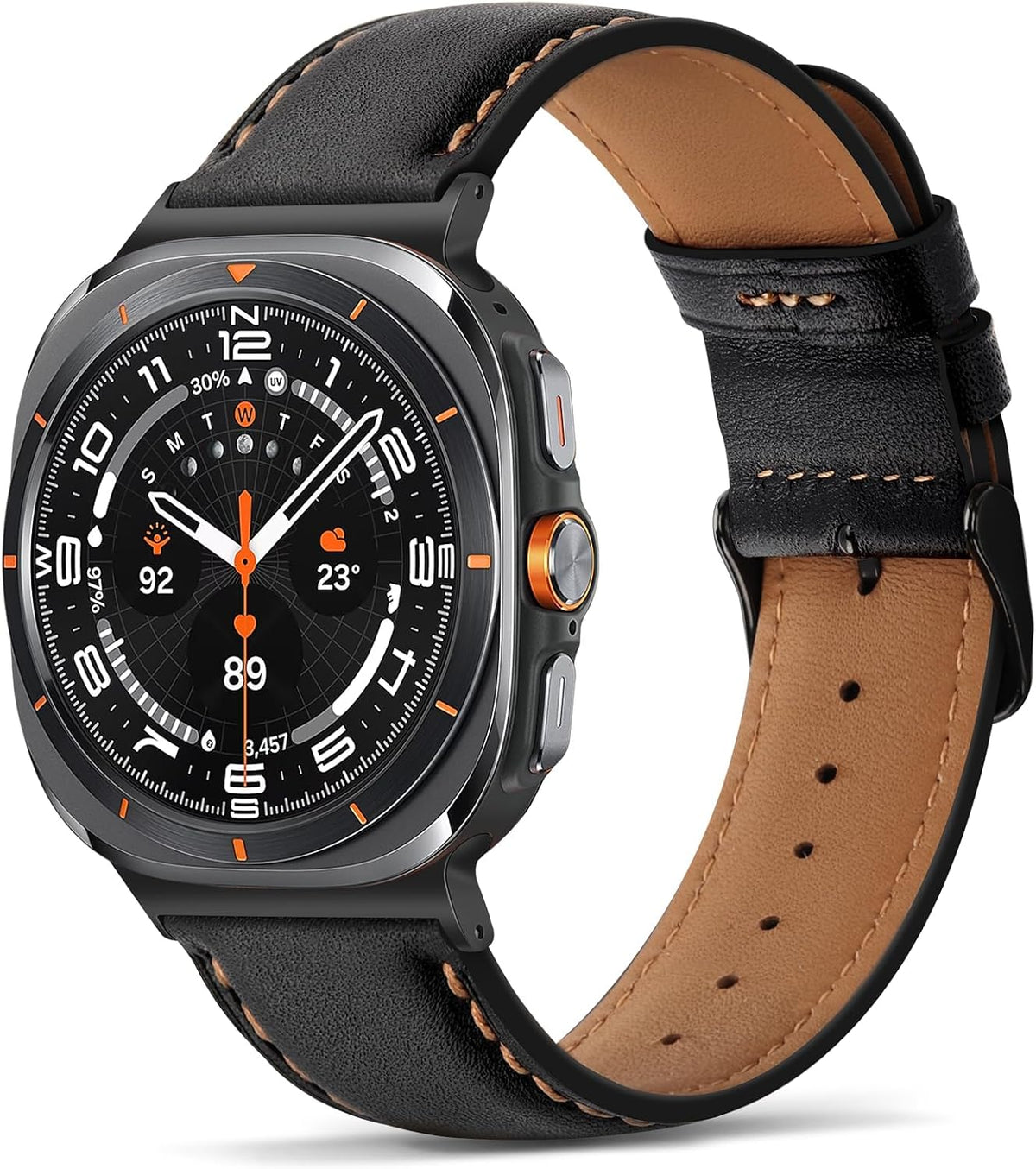 Tasikar Leather Bands Compatible with Samsung Galaxy Watch Ultra 2 47mm (2026)/ Ultra 1 47mm (2025/2024), Genuine Leather Strap for Galaxy Watch Ultra 47mm, Brown - Image 9