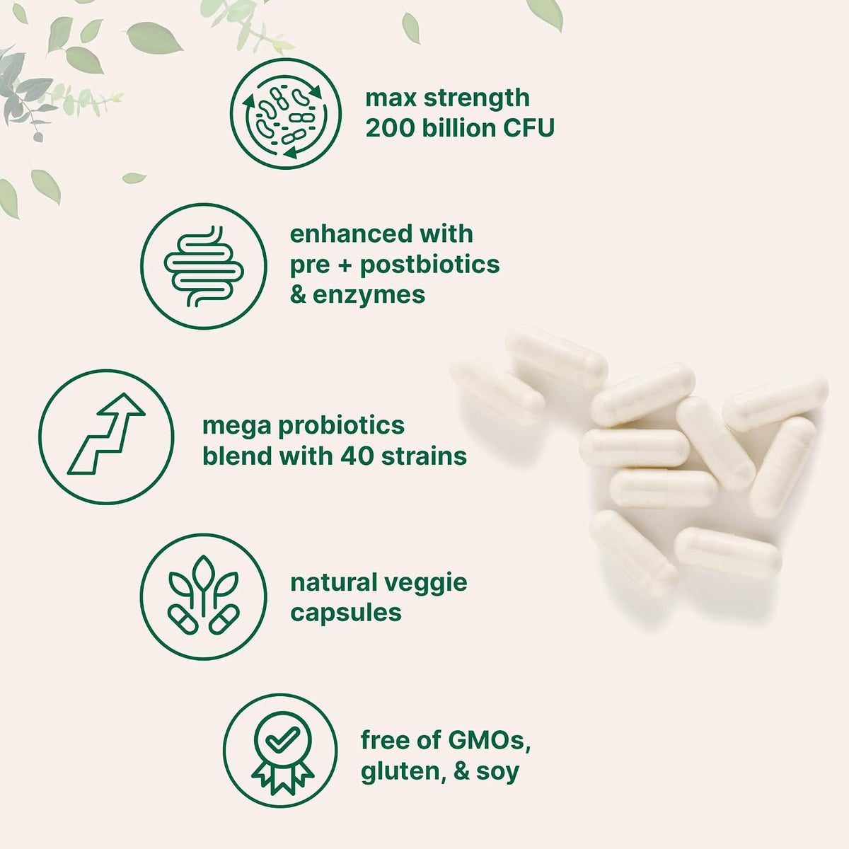 Mega Probiotics 120 vegetarian capsules container side view