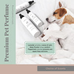 Begleys pet fragrance spray being applied to a clean coat