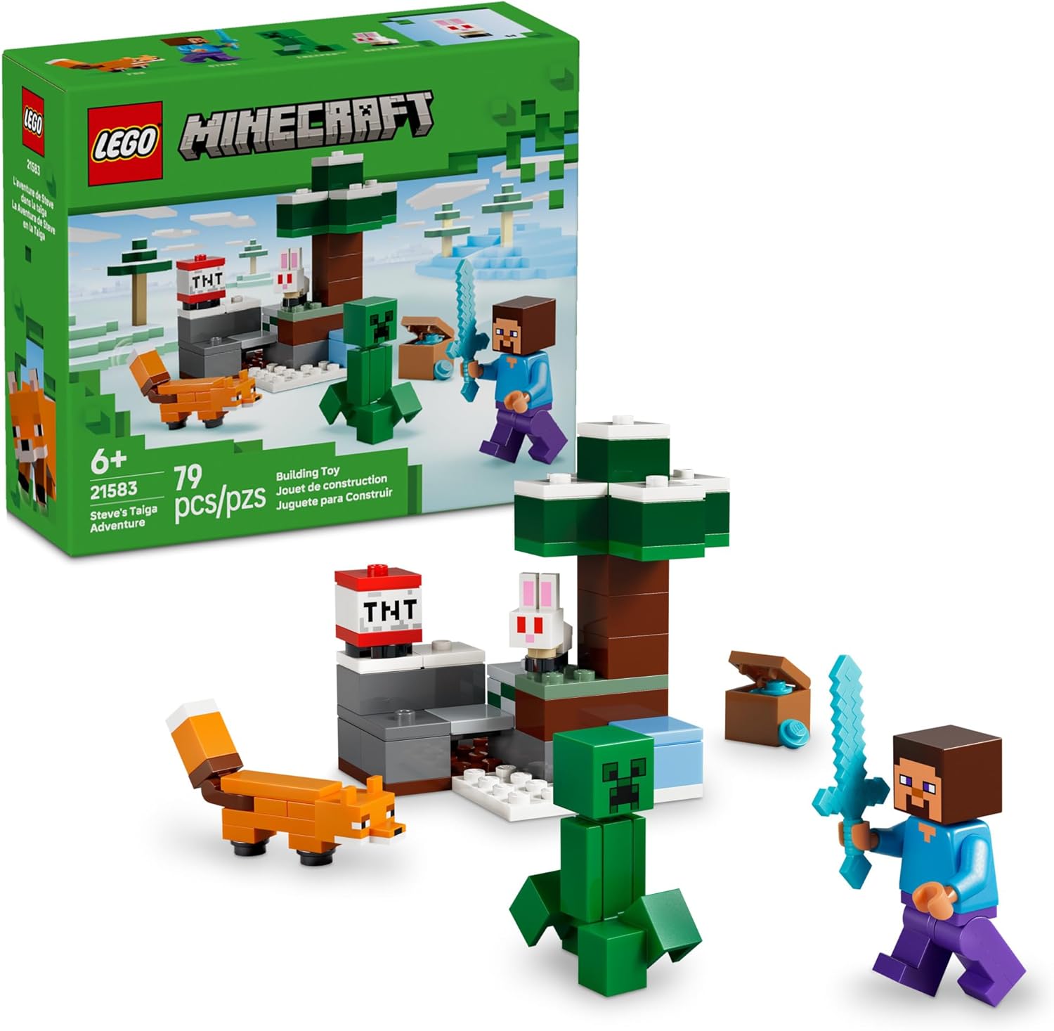 Lego Minecraft Steve's Taiga Adventure box front view