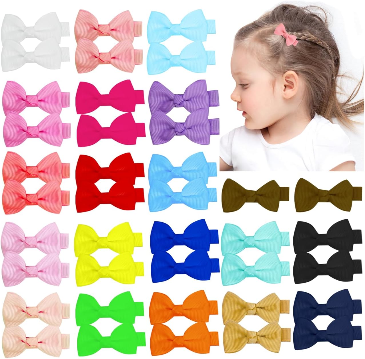 Juccpul baby hair bows 40 piece set front view