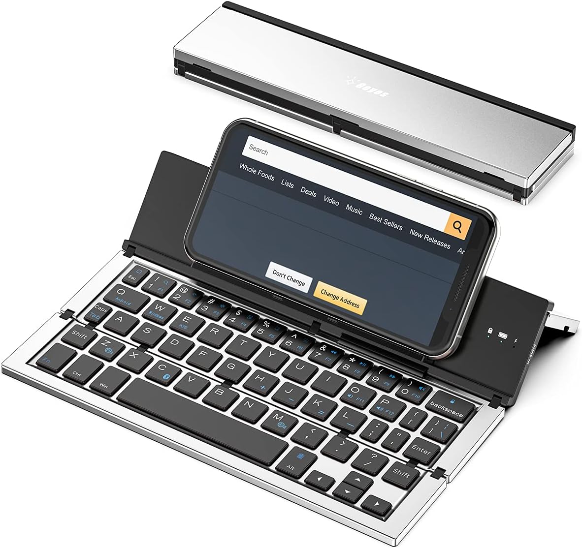 Geyes Foldable Bluetooth Keyboard Portable Folding Wireless Keyboard with Portable Pocket Size, Aluminum Alloy Housing for iPhone,iPad, Tablet,Laptops and Smartphones (Black) - Image 9