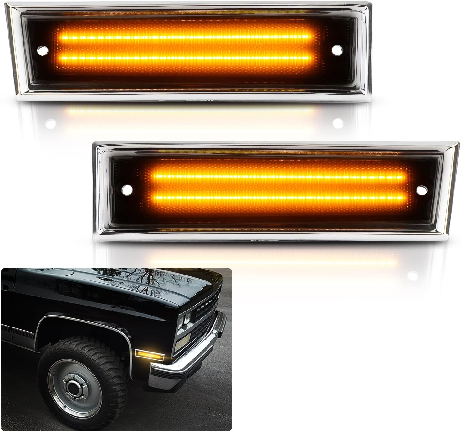 Bestview LED side marker lights front view showing smoked lens upgrade