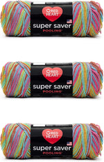 Red Heart Super Saver yarn full skein display.