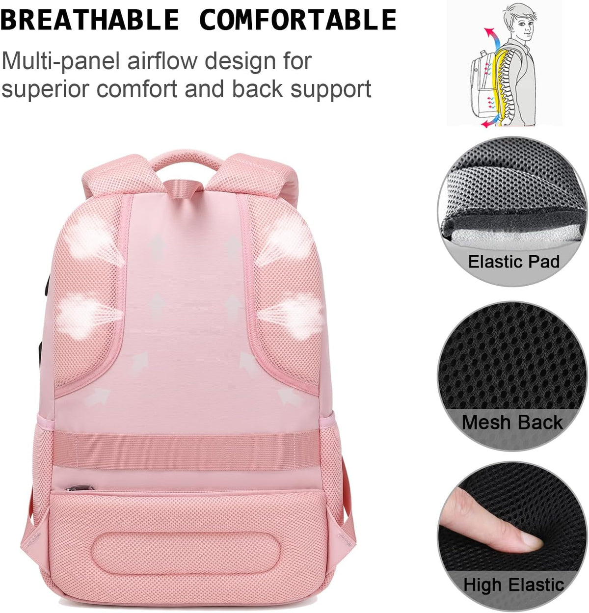 Volher anti theft backpack back security pocket