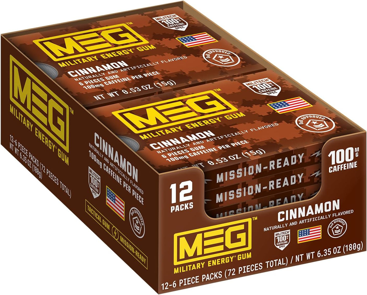 MEG (Military Energy Gum) - Enhance Your Physical Performance with 100mg of Caffeine Per Piece, Ultimate Energy Boost for Workouts, Alternative to Energy Drinks | NSF for Sport(R) Certified | Arctic Mint- Pack of 24 - Image 11