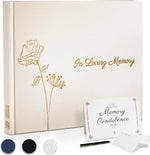 Revery funeral guest book set with white linen cover