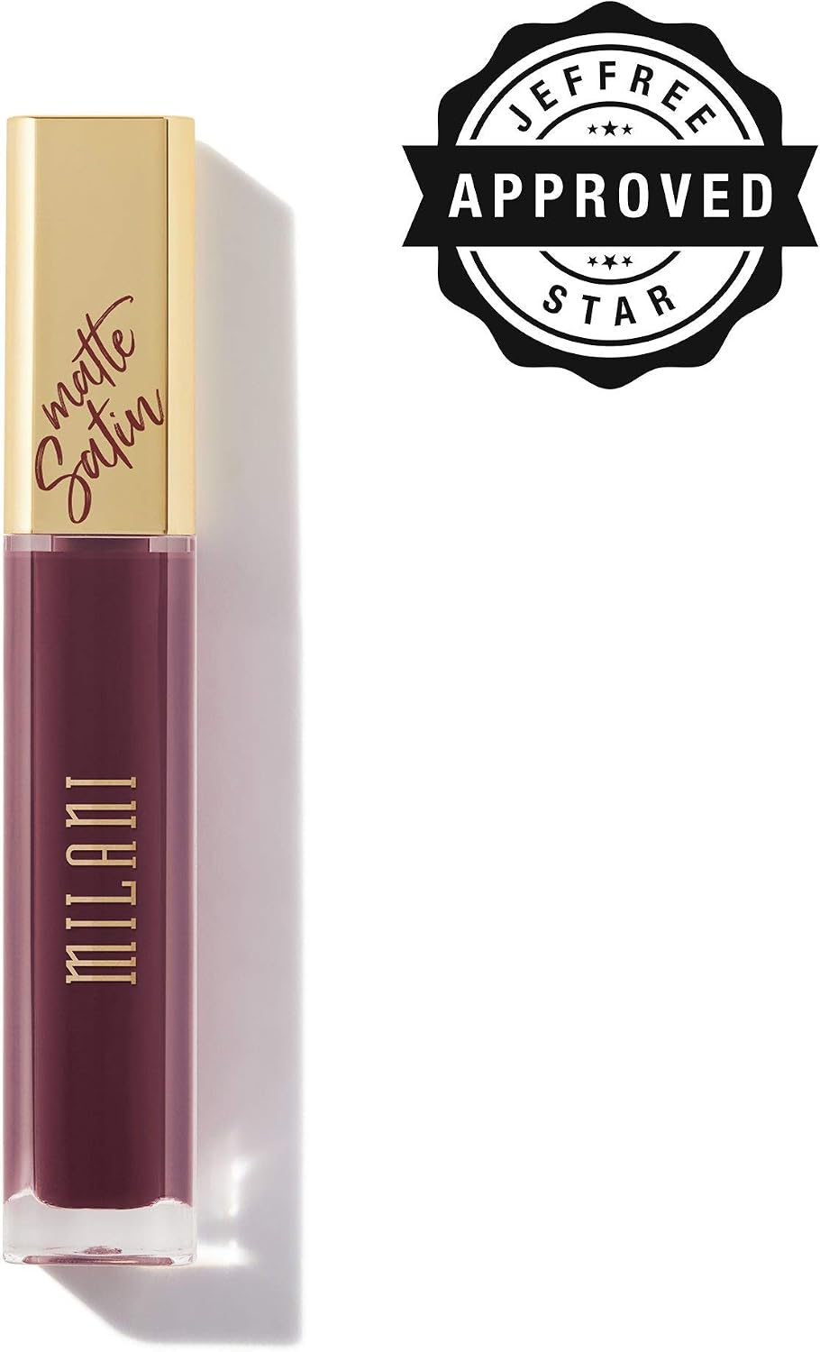 Milani Amore Satin Matte Lip Creme Revel deep berry lip swatch