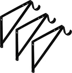 Package of three heavy duty wall mount shelf and rod brackets in black finish