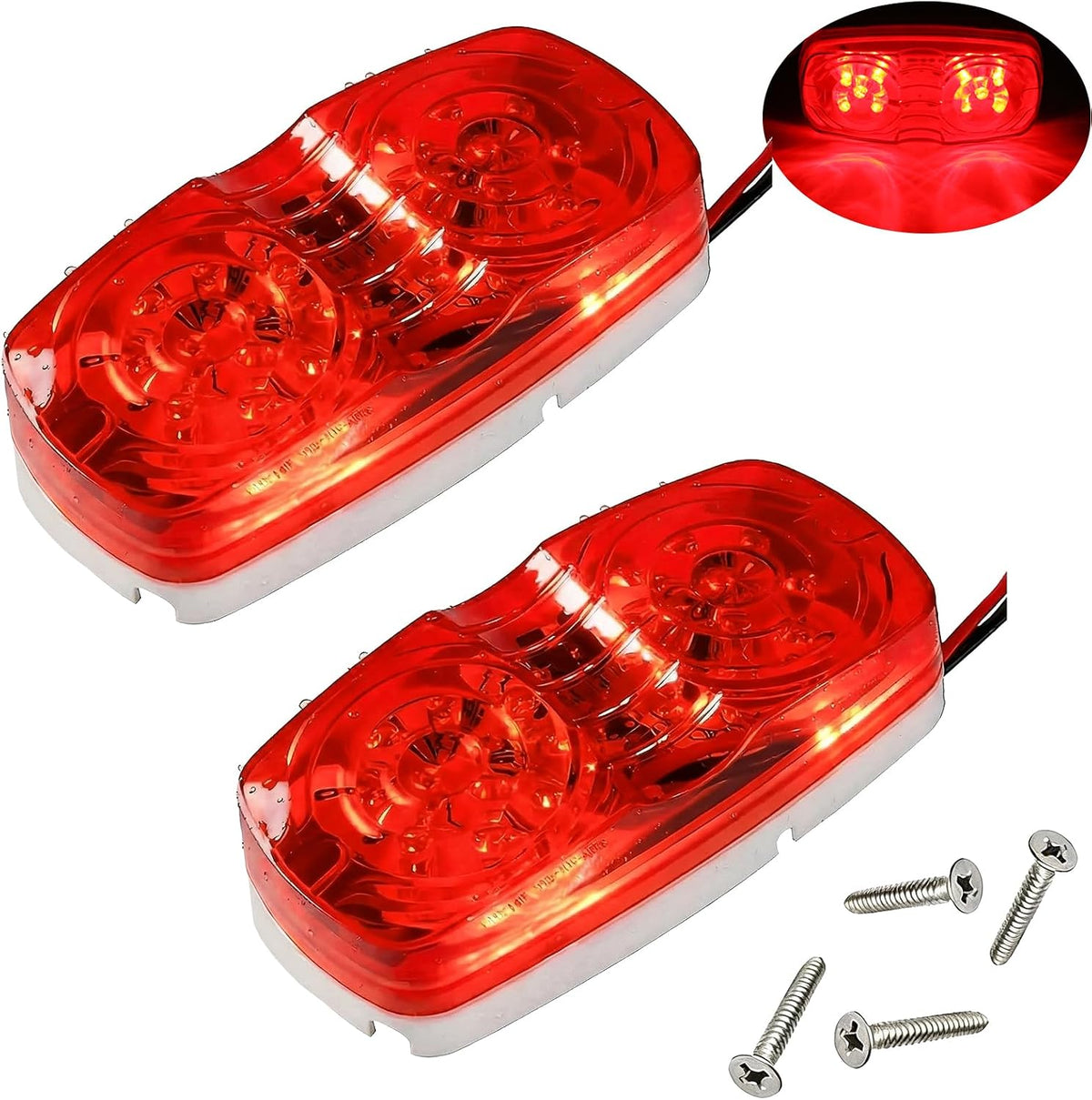NEW SUN(R) Amber & Red Trailer RV Marker Light, 10 High-intensity LED, 8 Pcs | For Camper, Trucks, Rvs, 12V, 4x2" Rectangular Bullseye/Tiger Eye/Double Bubble Clearance Side Marker Light, Surface Mount - Image 12
