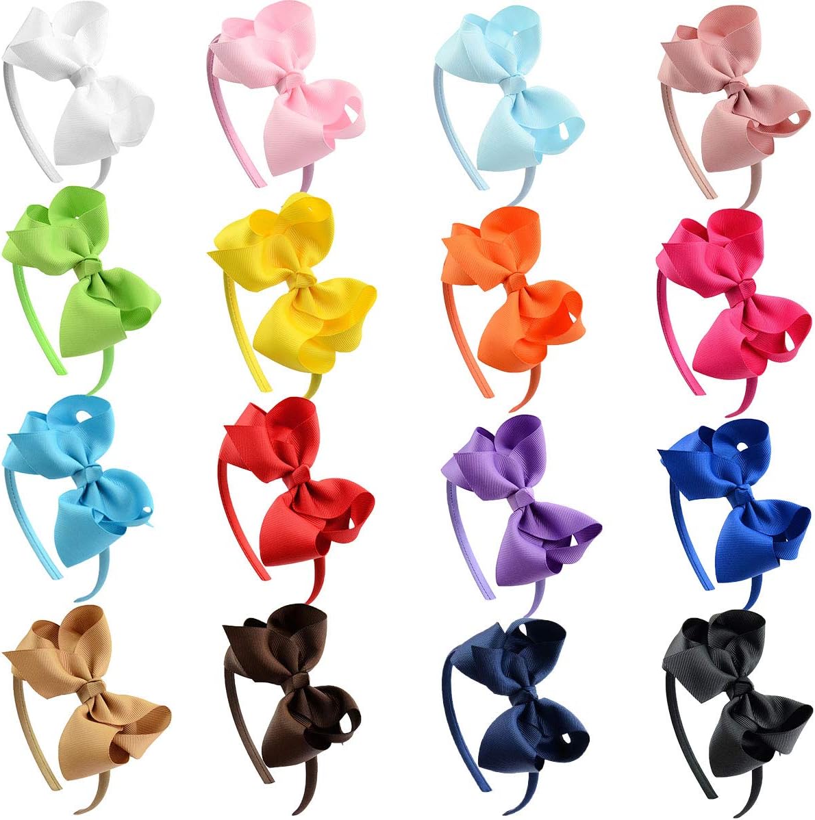 DED 16 Pack Grosgrain Ribbon Hair Bows set front view
