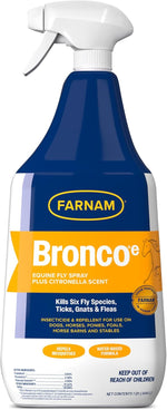 Farnam Bronco Equine Fly Spray 32 Ounce front view bottle for horse pest control
