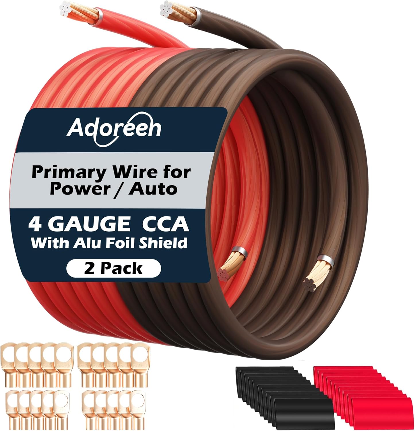 Adoreen 4 gauge power and ground wire kit front packaging