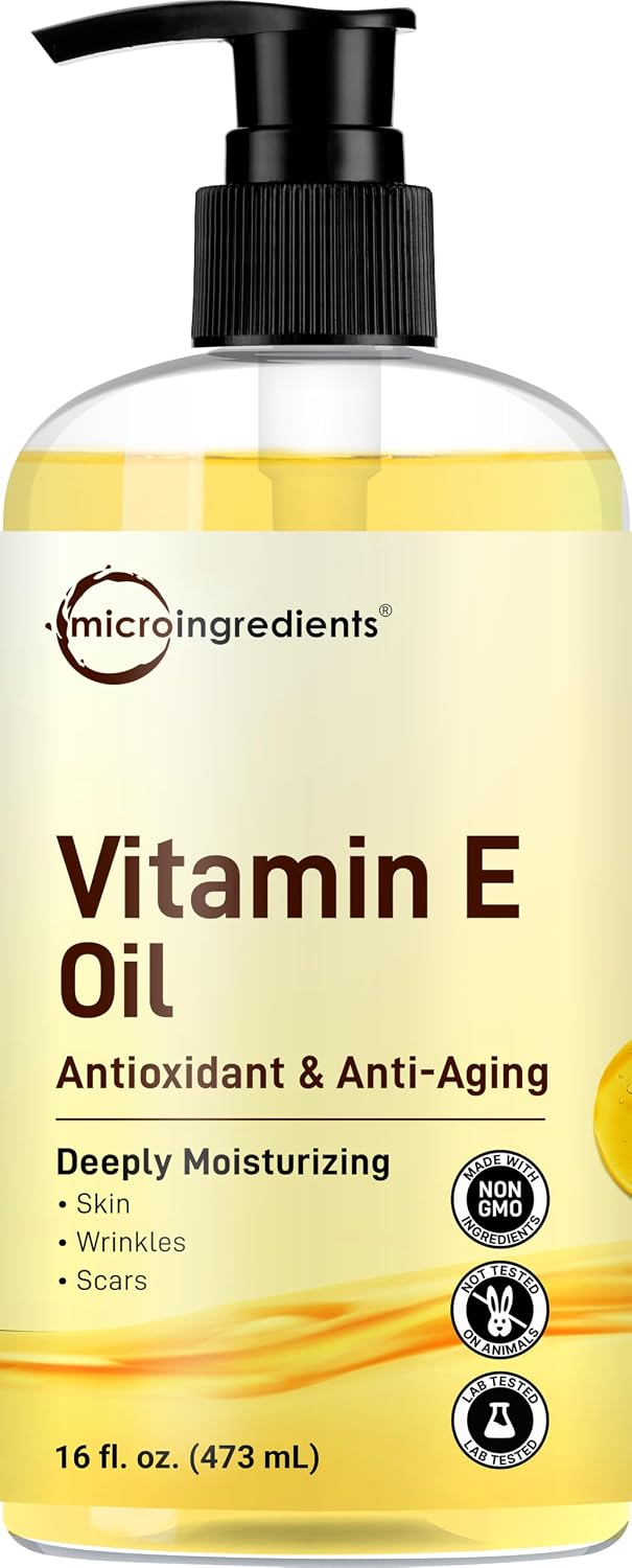 Micro Ingredients Bulk Size Vitamin E Oil 40,000 IU, 16 fl oz - Deep Moisturizing Skin, Face & Hair Oil for Dry Skin, Scars & Stretch Marks* - Fragrance-Free, Non-GMO, Cruelty-Free - Image 9