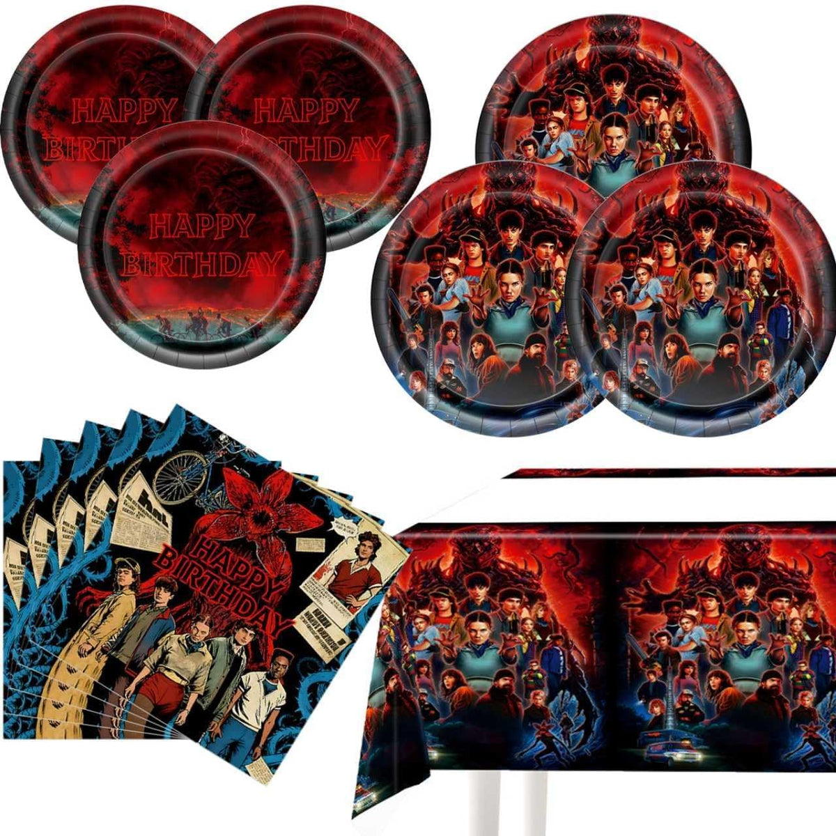 Dropy Stranger theme 41-piece party tableware set front view