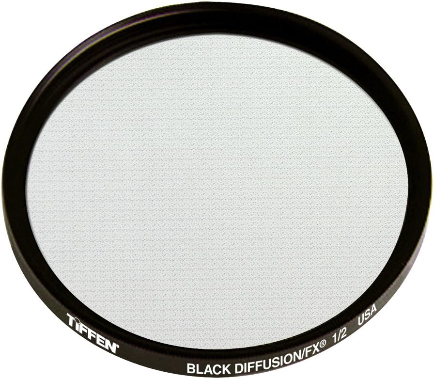 Tiffen 55mm Black Diffusion 1/2 camera lens filter front view optical glass