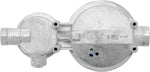 Top angle view of the two stage propane regulator body
