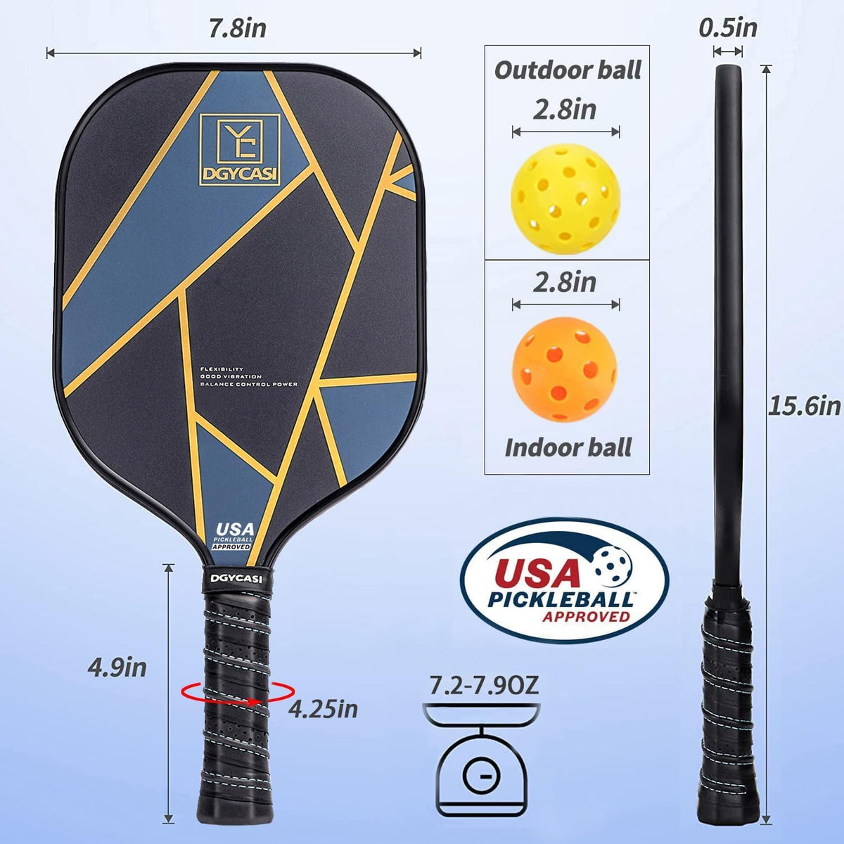 Vinsguir pickleball paddle set with 2 pickleballs and carrying bag