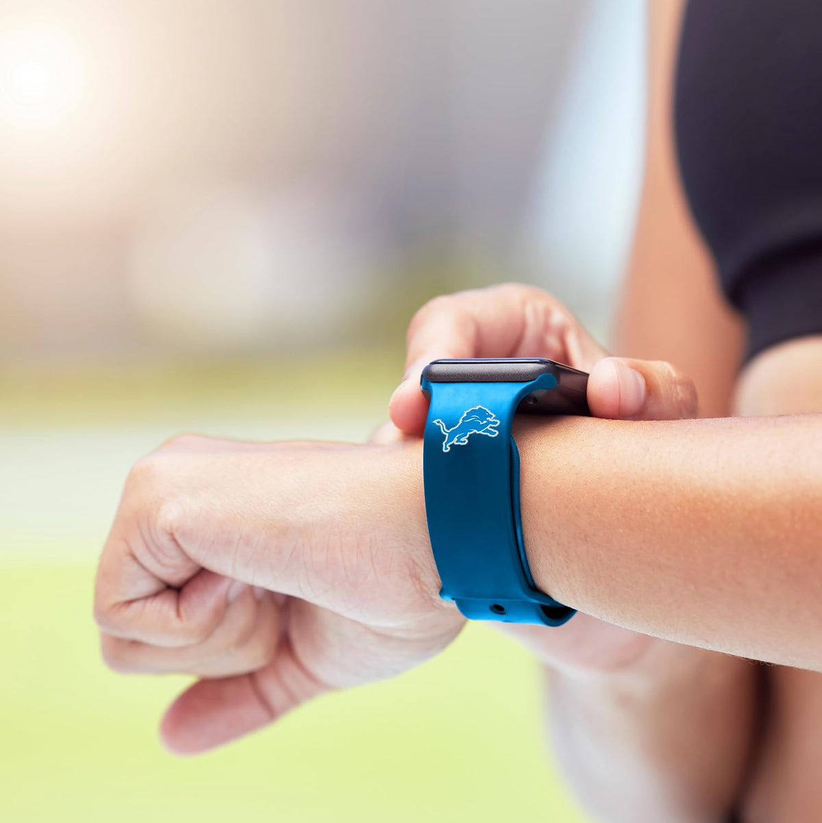 SOAR athletic watch band angled view highlighting flexible silicone texture